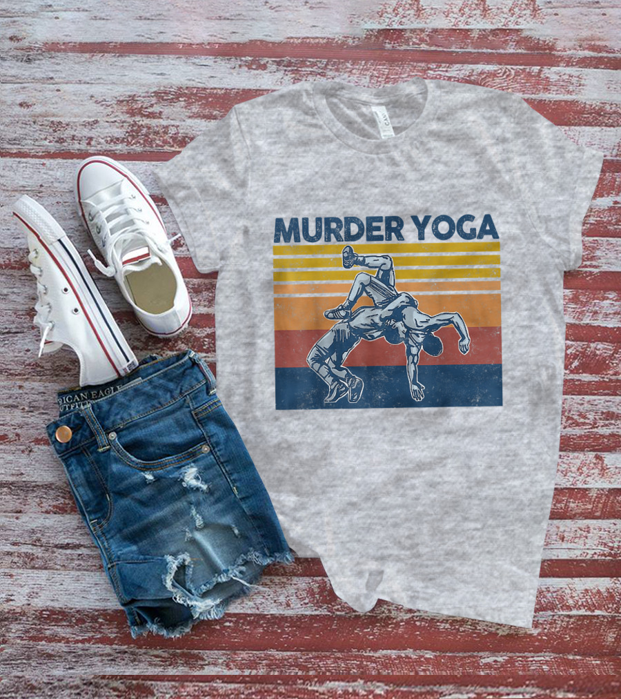 Murder Yoga Funny Vintage Brazilian Jiu Jitsu Wrestling T-Shirt