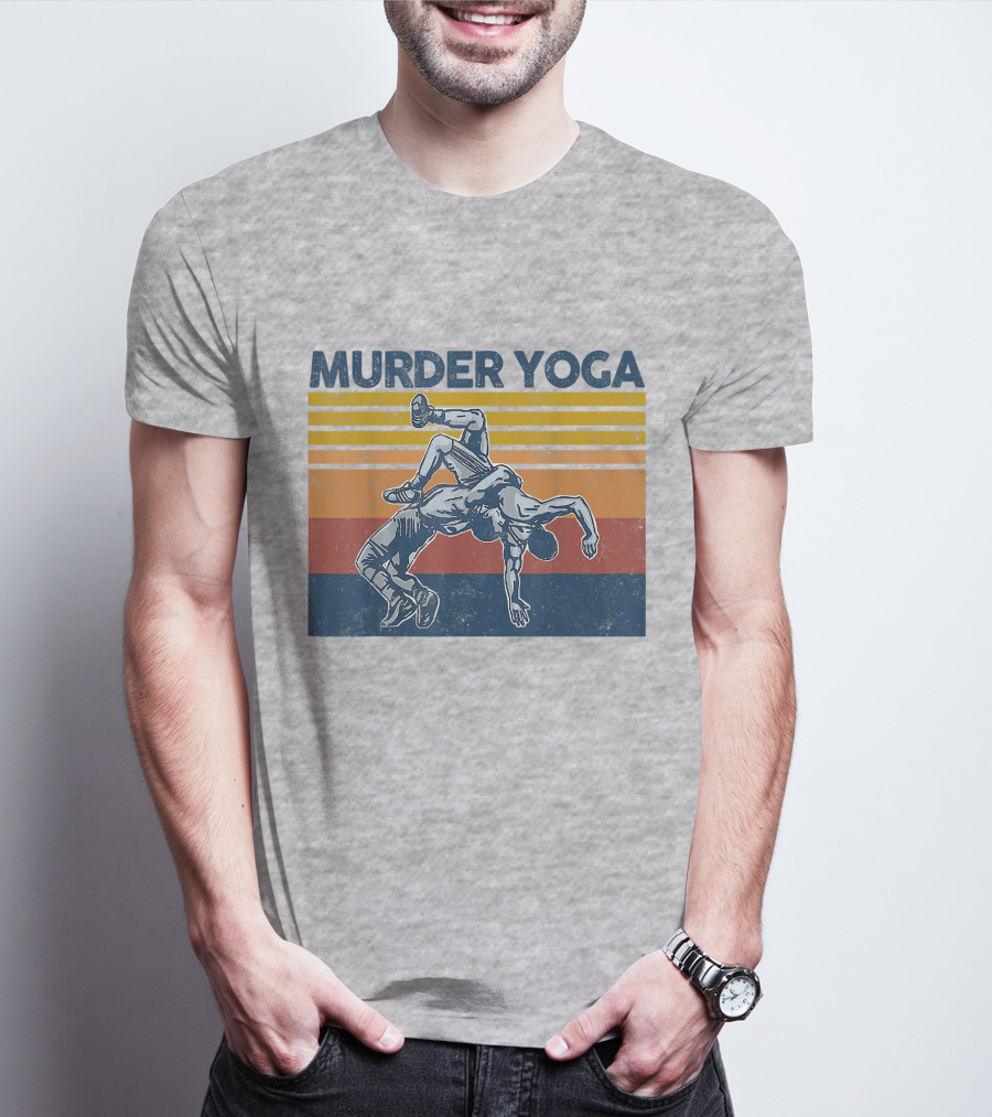 Murder Yoga Funny Vintage Brazilian Jiu Jitsu Wrestling T-Shirt