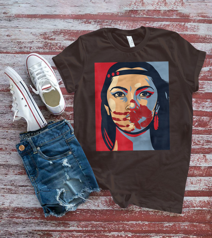 MMIW Awareness Stolen Sisters Indigenous Woman Red Handprint T-Shirt