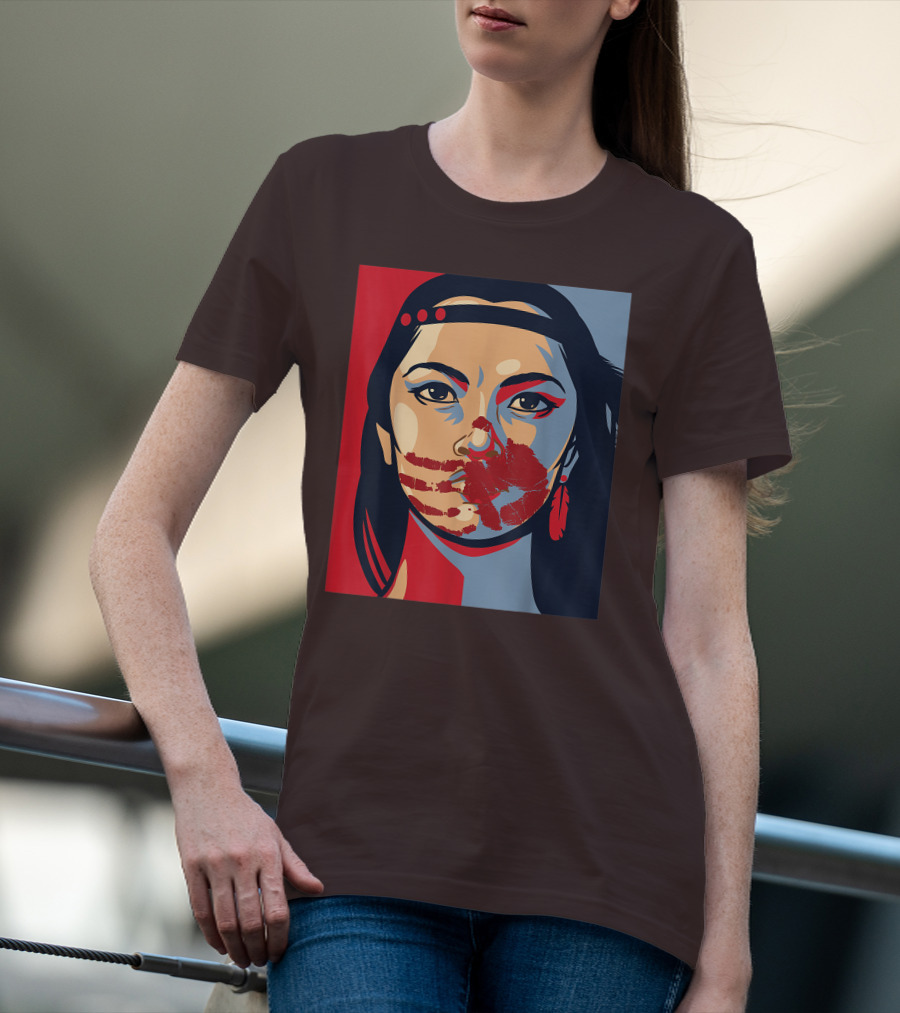 MMIW Awareness Stolen Sisters Indigenous Woman Red Handprint T-Shirt