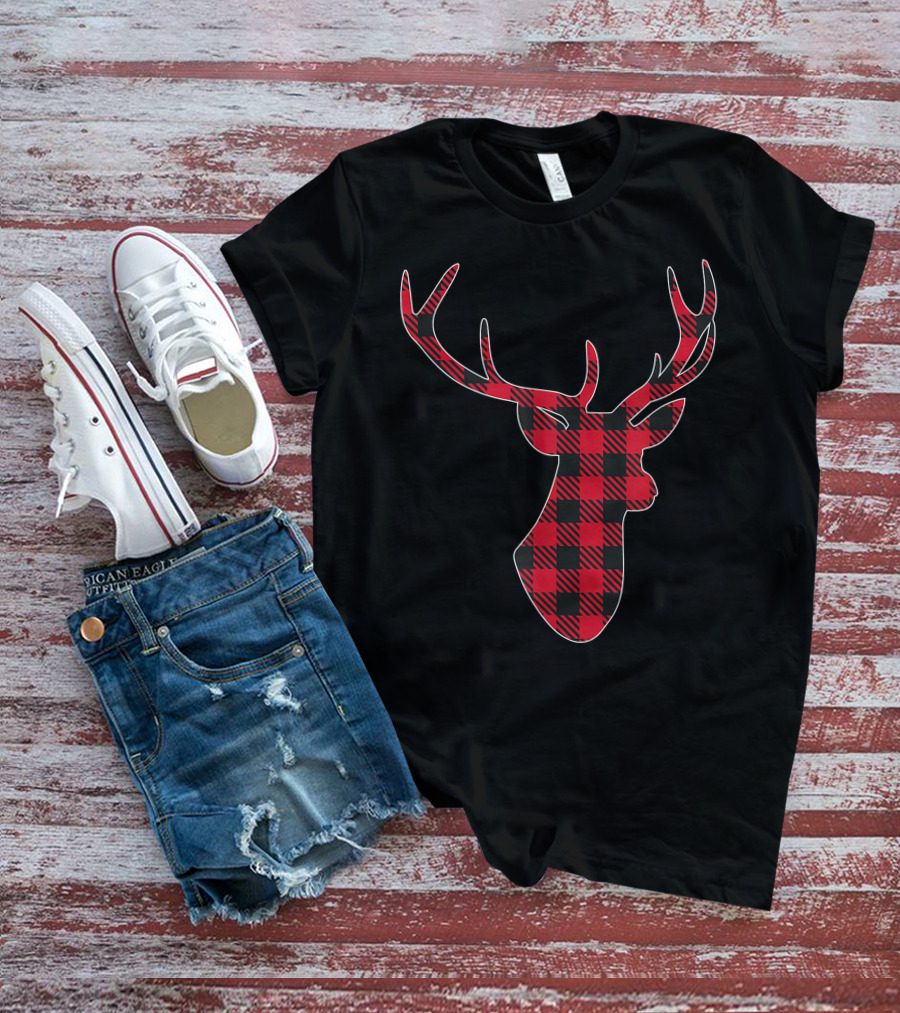 Christmas Buffalo Plaid Deer T-Shirt