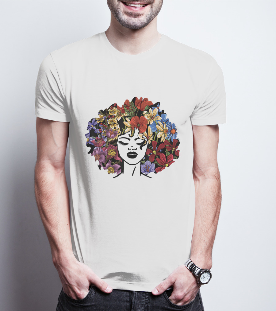 Educated Motivated Black Queen Melanin African American Floral Hair T-Shirt