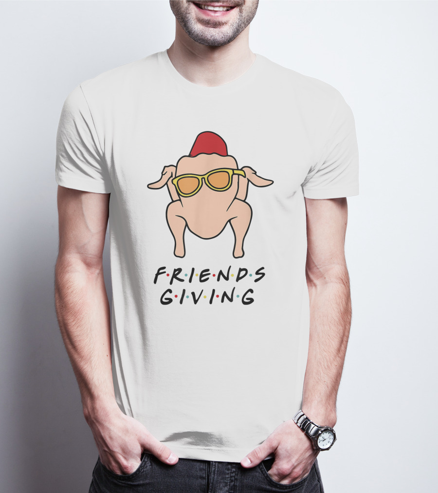 Friendsgiving Turkey With Sunglasses And Red Hat T-Shirt