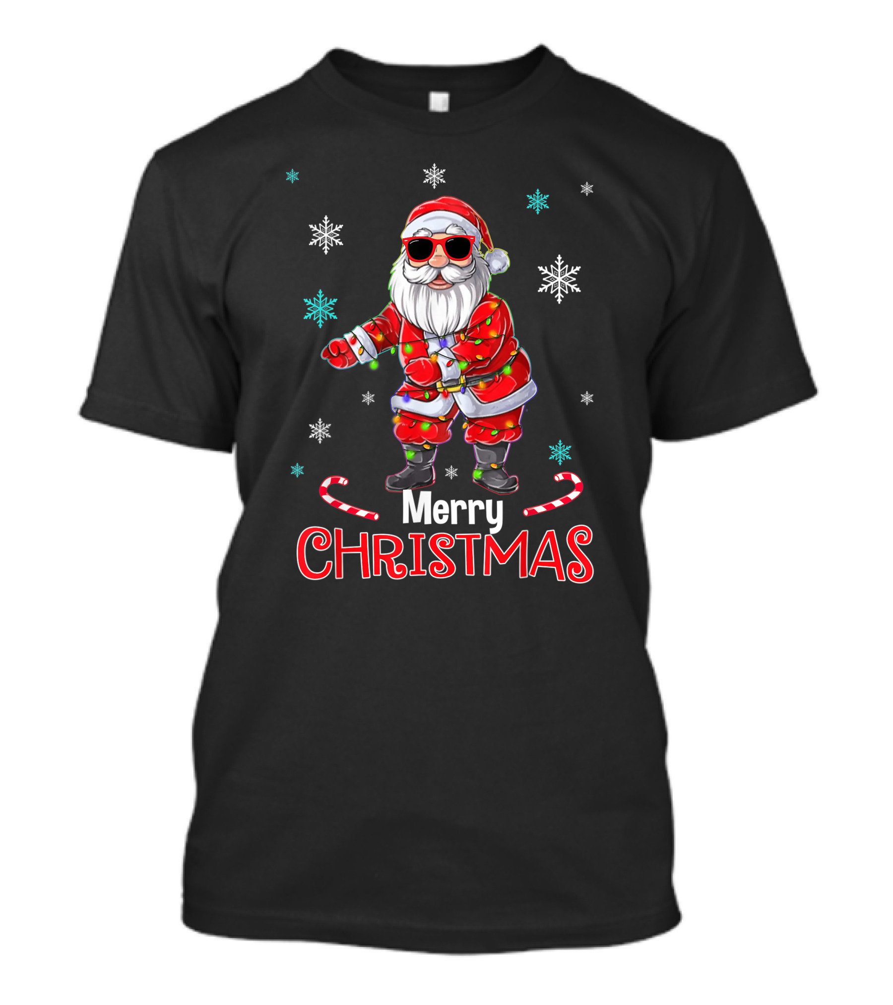 Merry Christmas Funny Santa Flossing Xmas With Snowflakes T-Shirt