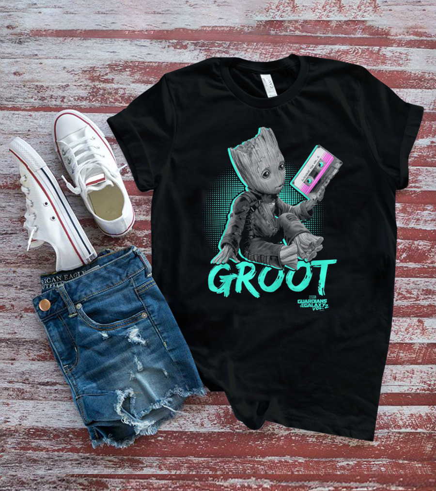 Groot Guardians Of The Galaxy Vol. 2 Baby Neon Tape T-Shirt