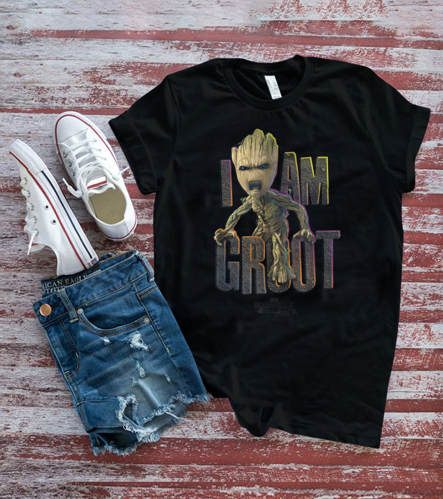 Marvel Guardians Of The Galaxy Vol.2 I AM GROOT Cute Angry T-Shirt