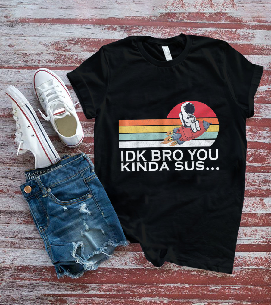 IDK Bro You Kinda Sus Among Space Game Meme Vintage Retro Rocket T-Shirt