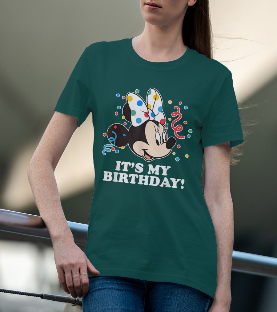 Disney Minnie Mouse It's My Birthday Celebration Confetti Bow Fun T-Shirt