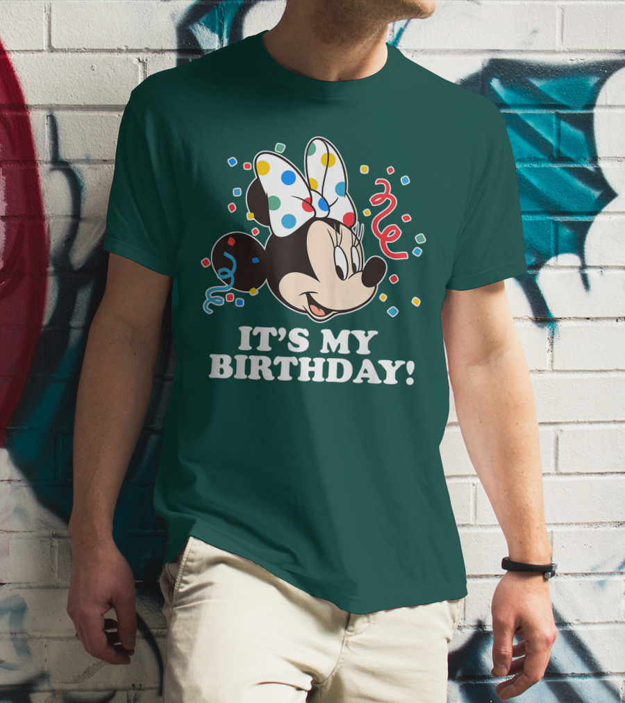 Disney Minnie Mouse It's My Birthday Celebration Confetti Bow Fun T-Shirt