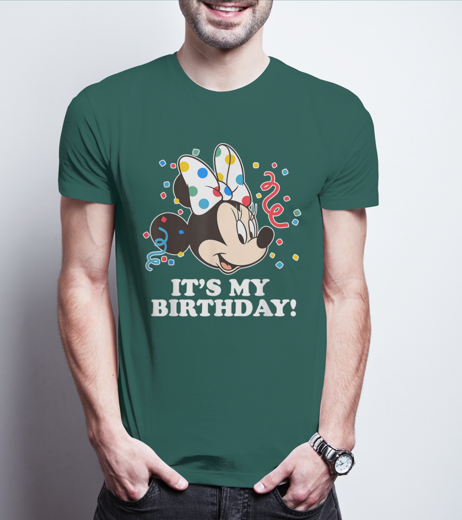 Disney Minnie Mouse It's My Birthday Celebration Confetti Bow Fun T-Shirt