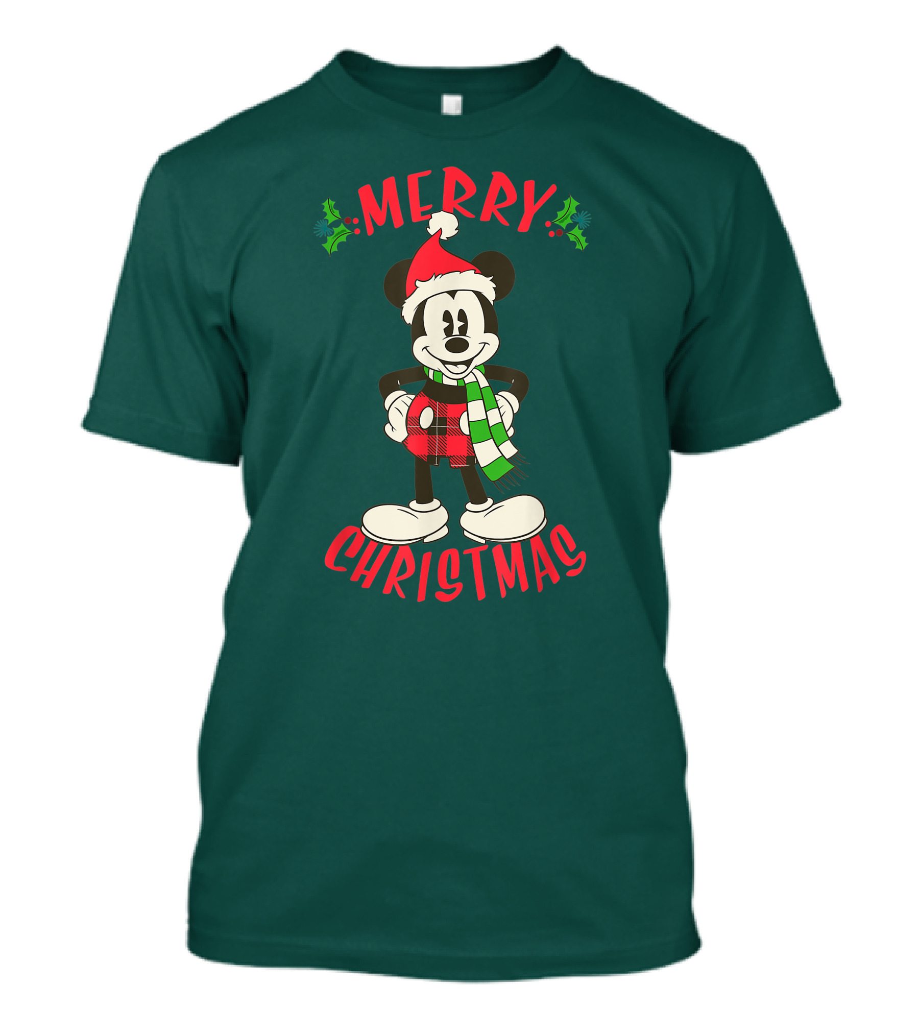 Disney Vintage Merry Christmas Mickey Mouse Holiday T-Shirt