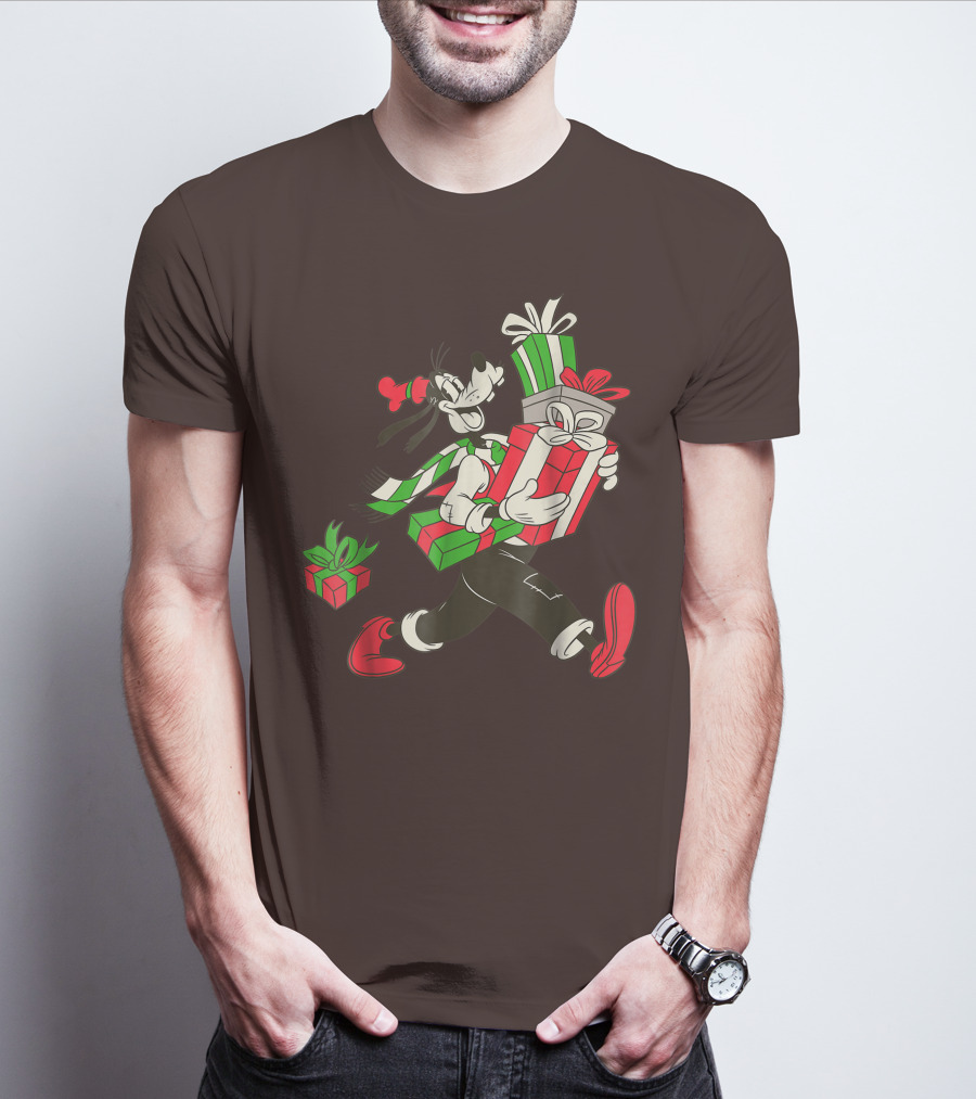 Disney Vintage Goofy Holiday Presents Carrying Christmas Gifts T-Shirt