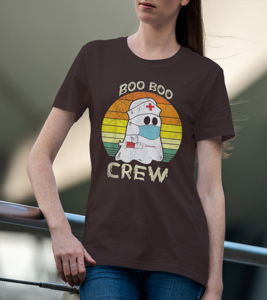 Boo Boo Crew Ghost Nurse With Mask And Syringe T-Shirt