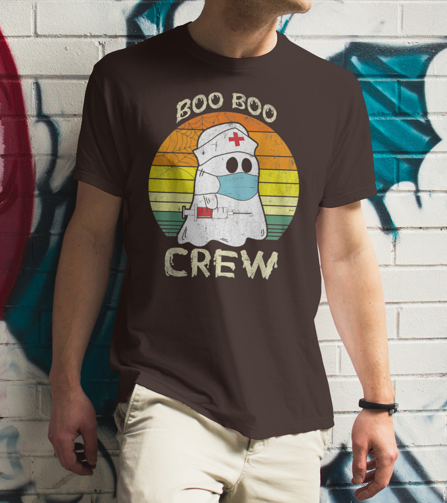 Boo Boo Crew Ghost Nurse With Mask And Syringe T-Shirt
