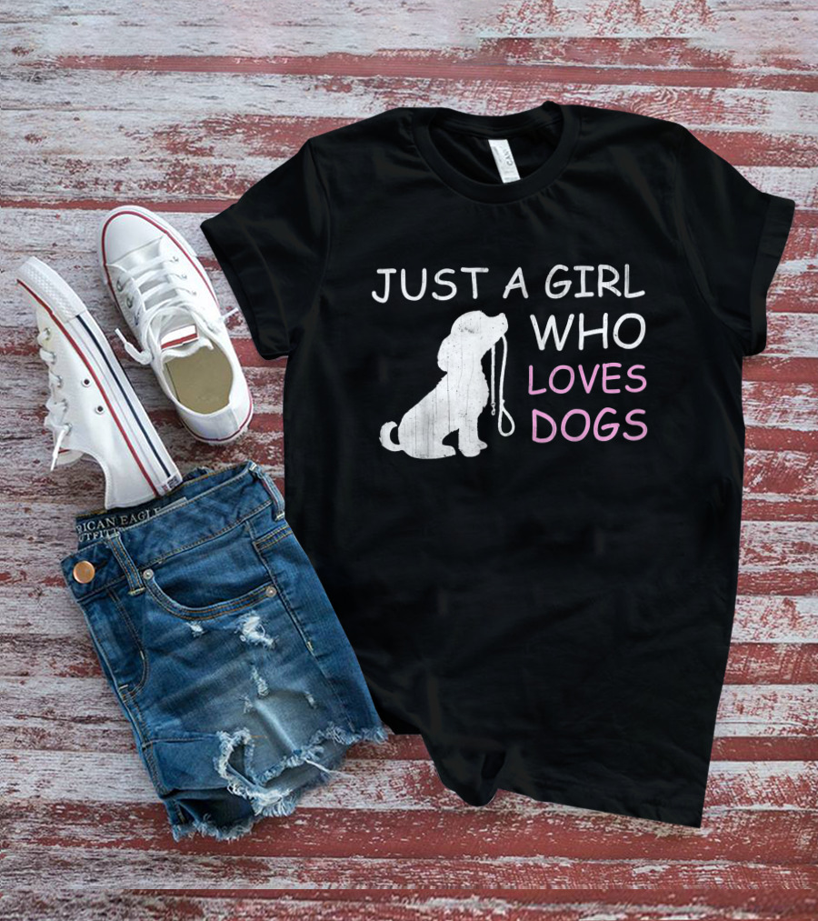 Just A Girl Who Loves Dogs With Leash T-Shirt