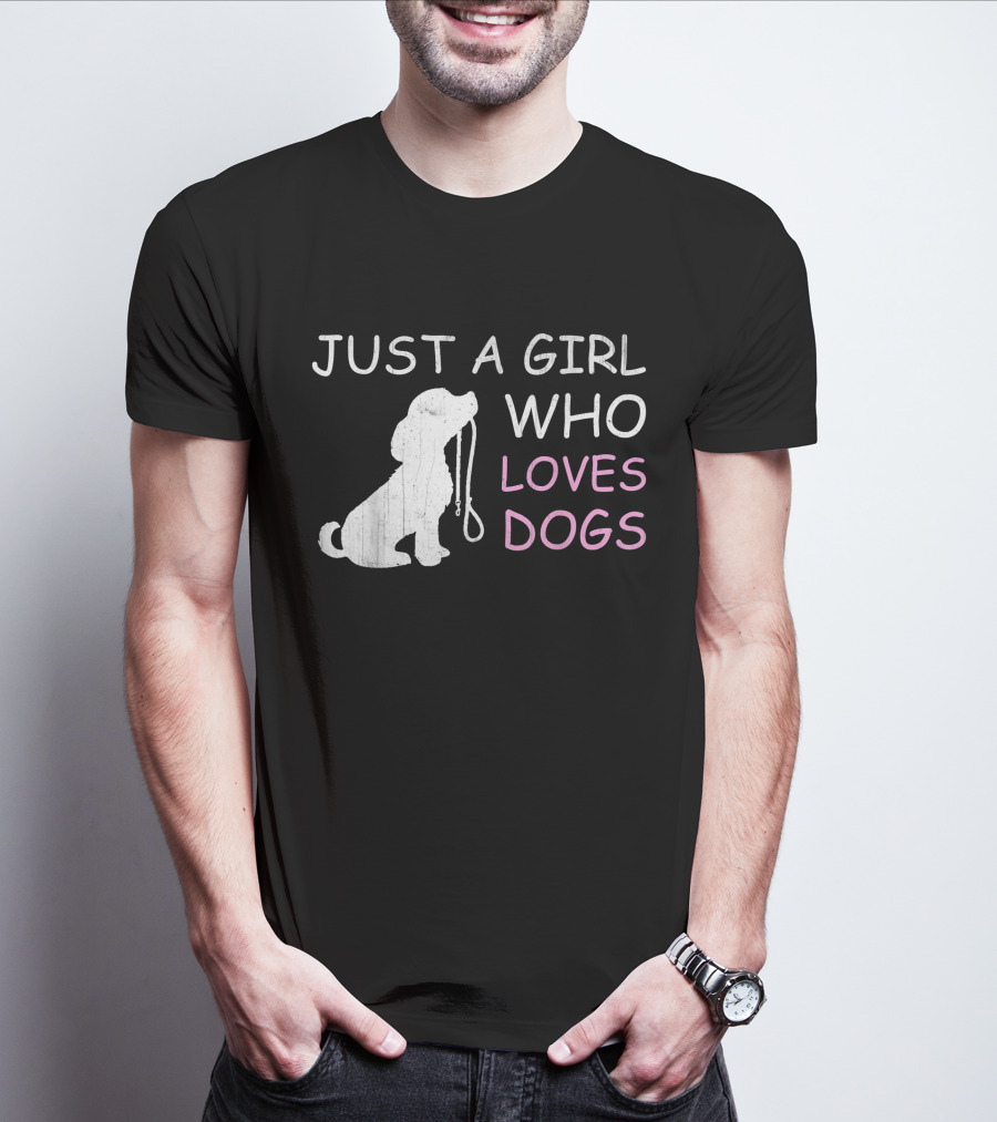 Just A Girl Who Loves Dogs With Leash T-Shirt
