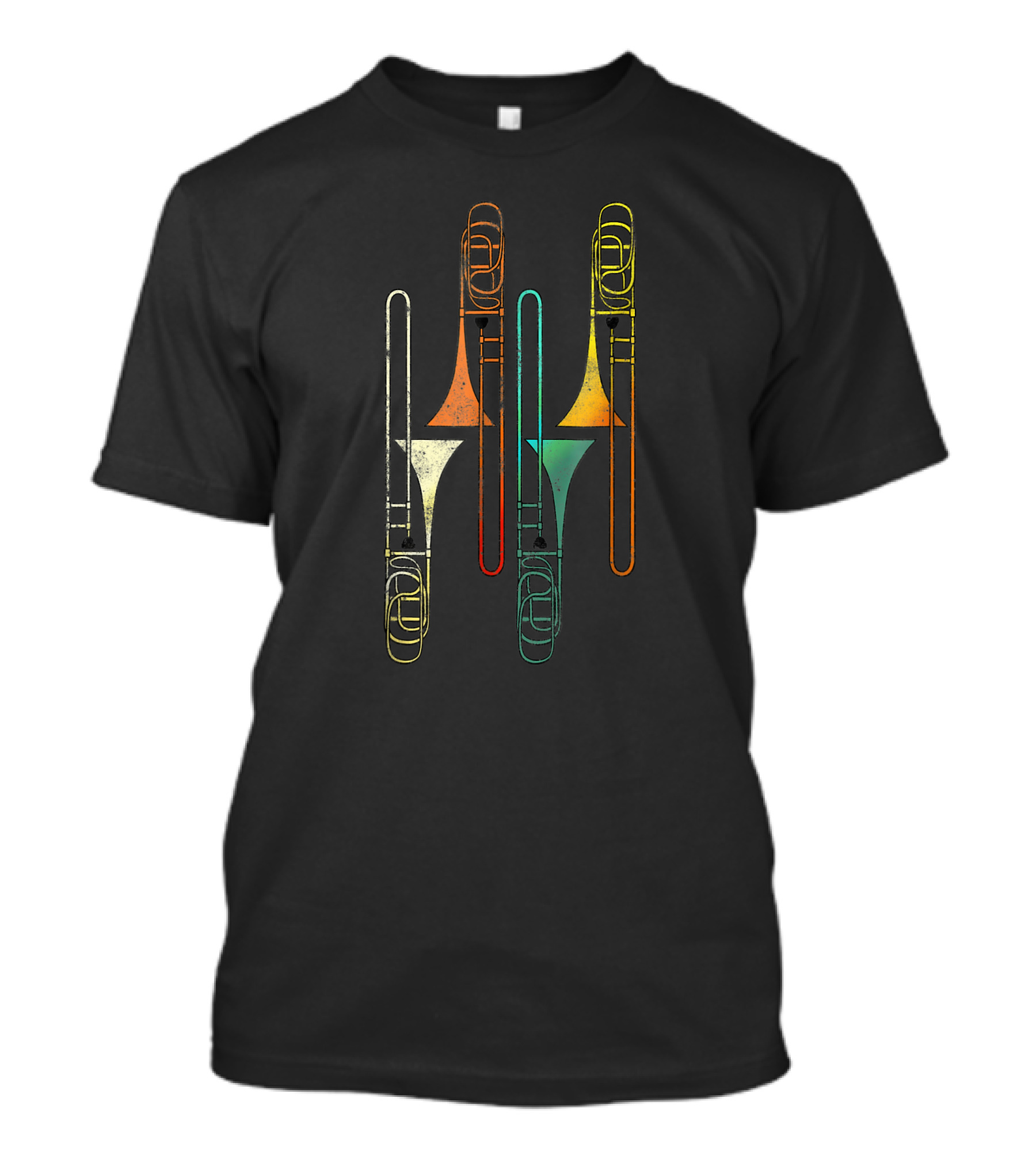 Retro Multicolored Trombone Jazz Instrumental T-Shirt