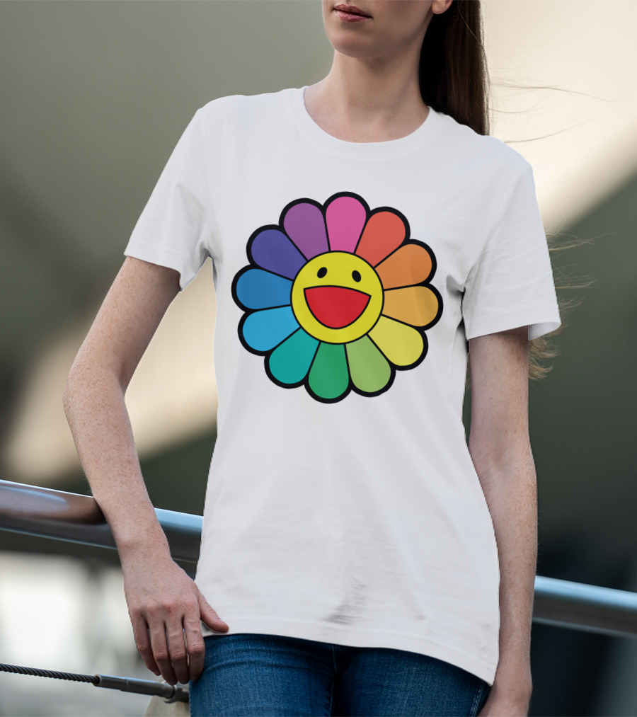 Takashi Murakami Smiling Flower Rainbow Colors T-Shirt