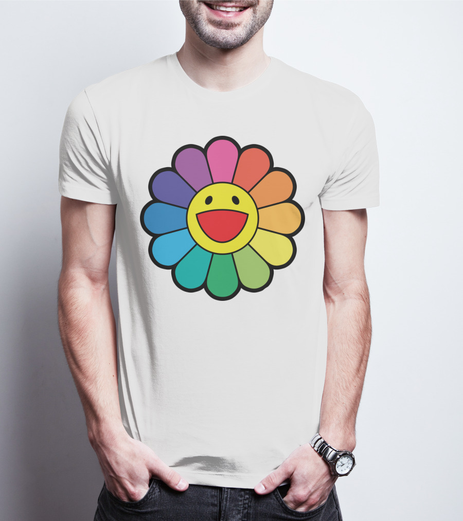 Takashi Murakami Smiling Flower Rainbow Colors T-Shirt