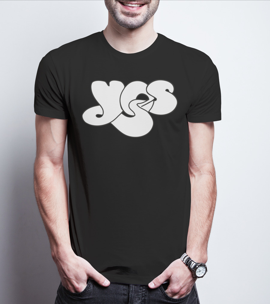 Yes Band Iconic Logo White Bubble Letters T-Shirt
