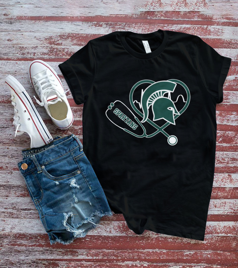 Spartans Heartbeat Stethoscope Michigan State T-Shirt