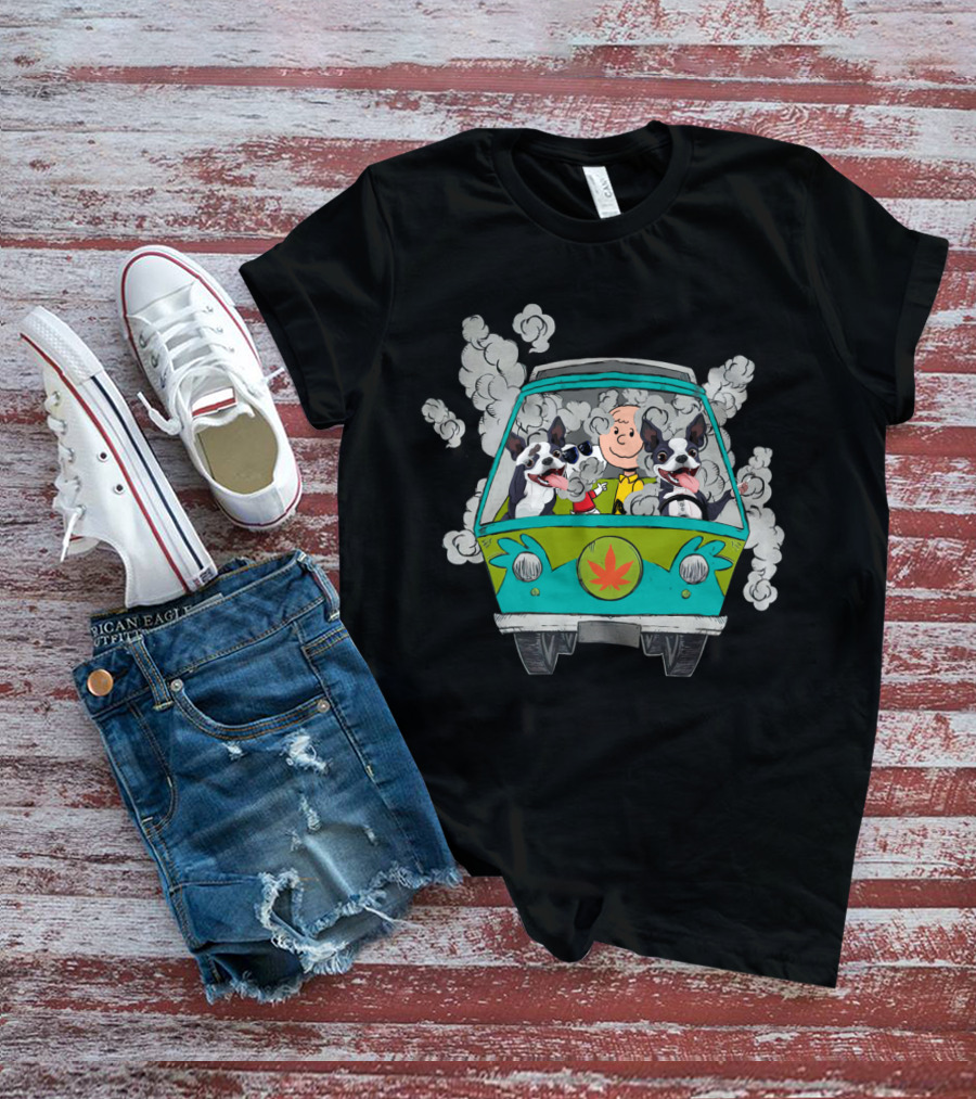 Boston Terrier Smoking Van Adventure T-Shirt