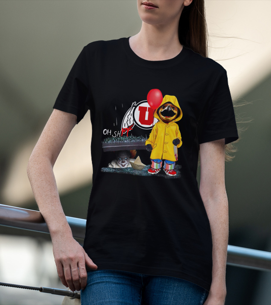 Utah Utes Oh Shh Pennywise Yellow Raincoat Red Balloon T-Shirt