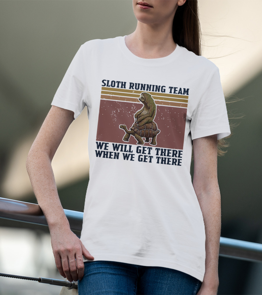 Sloth Running Team We Will Get There When We Get There Vintage Turtle T-Shirt