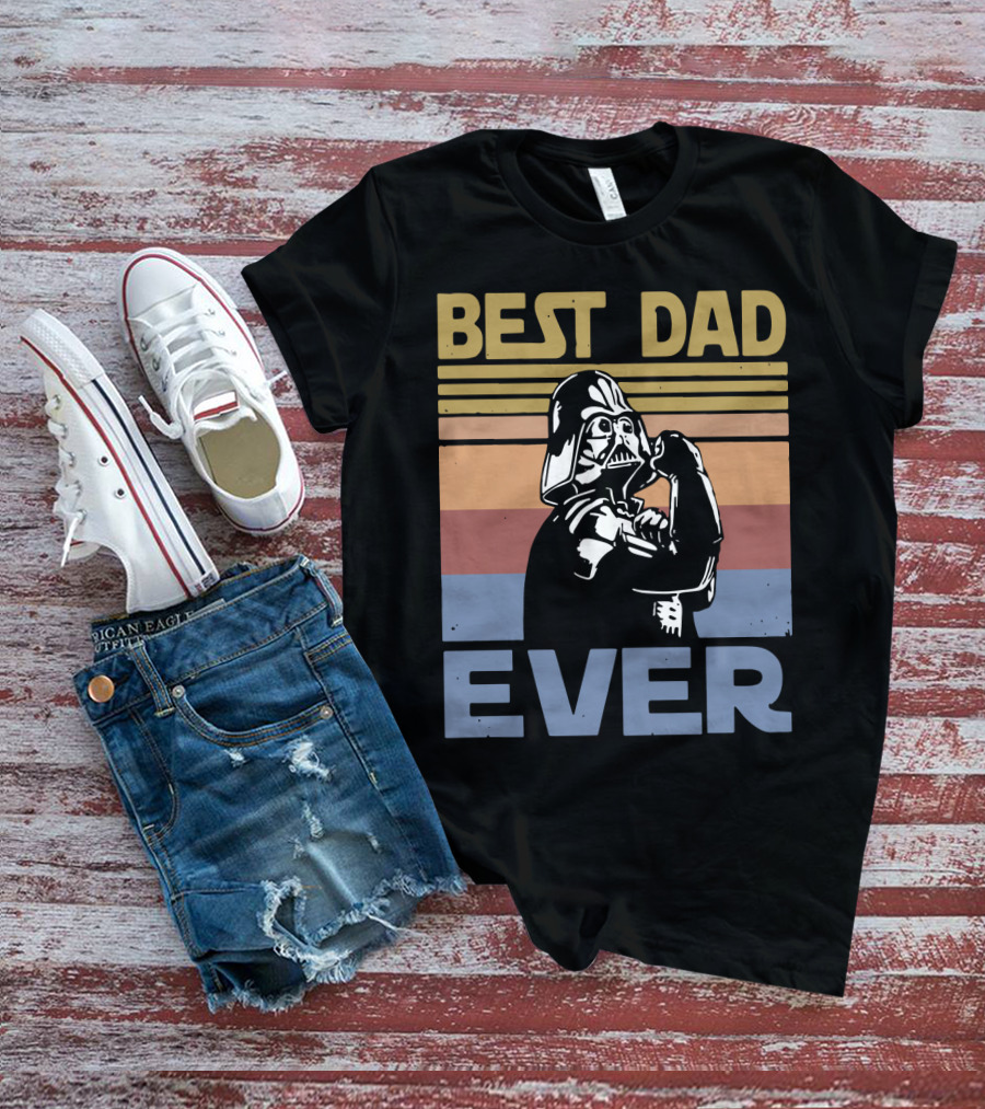 Vintage Best Dad Ever Darth Vader Retro Stripes T-Shirt