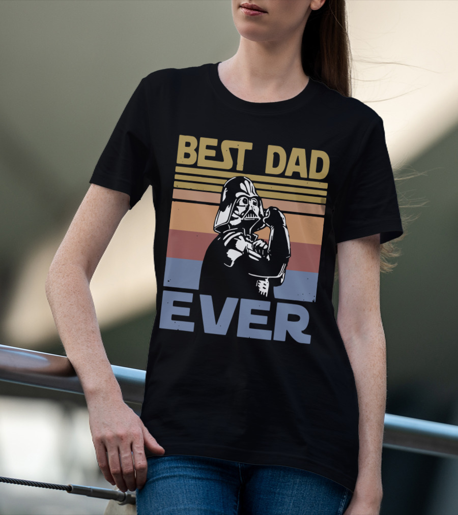 Vintage Best Dad Ever Darth Vader Retro Stripes T-Shirt