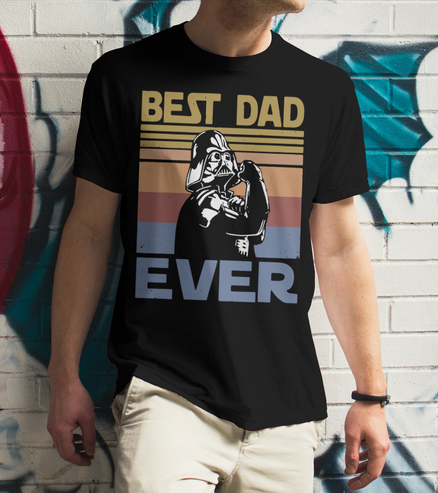 Vintage Best Dad Ever Darth Vader Retro Stripes T-Shirt