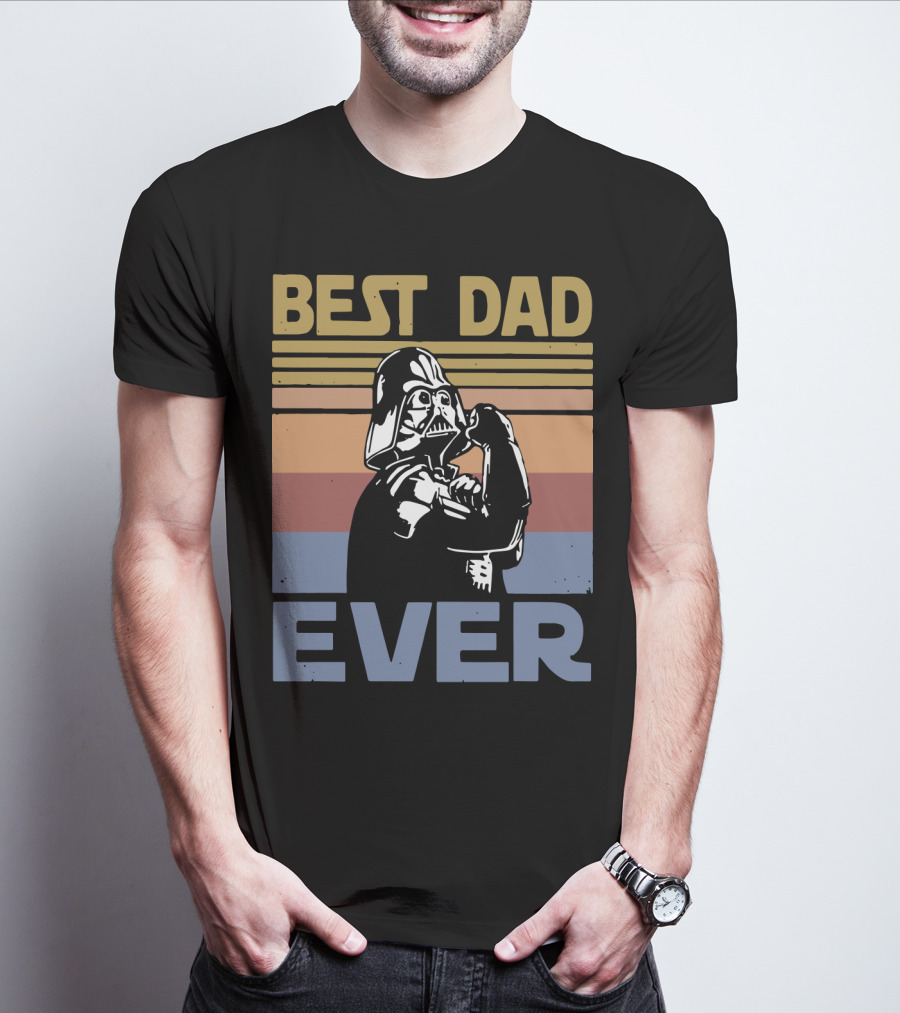 Vintage Best Dad Ever Darth Vader Retro Stripes T-Shirt