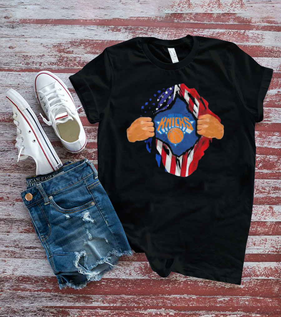 New York Knicks American Flag Inside Me Basketball T-Shirt