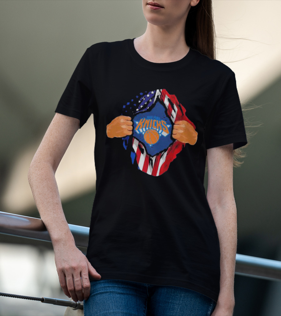 New York Knicks American Flag Inside Me Basketball T-Shirt
