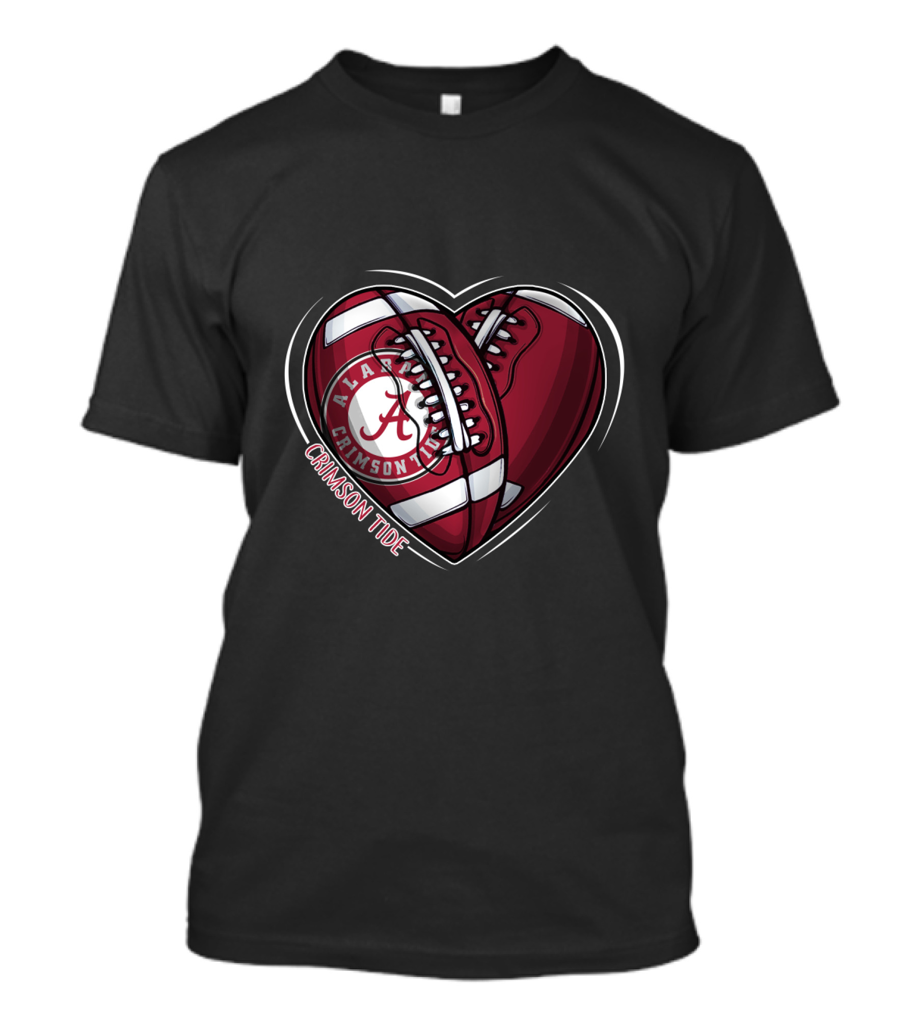 Ncaa Alabama Crimson Tide Heart Football Sneakers T-Shirt