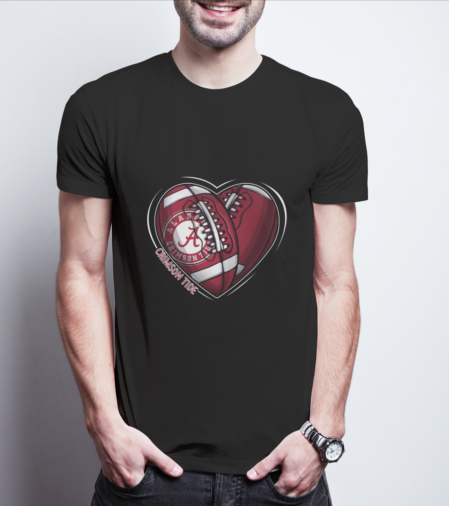 Alabama Crimson Tide Football Heart NCAA T-Shirt