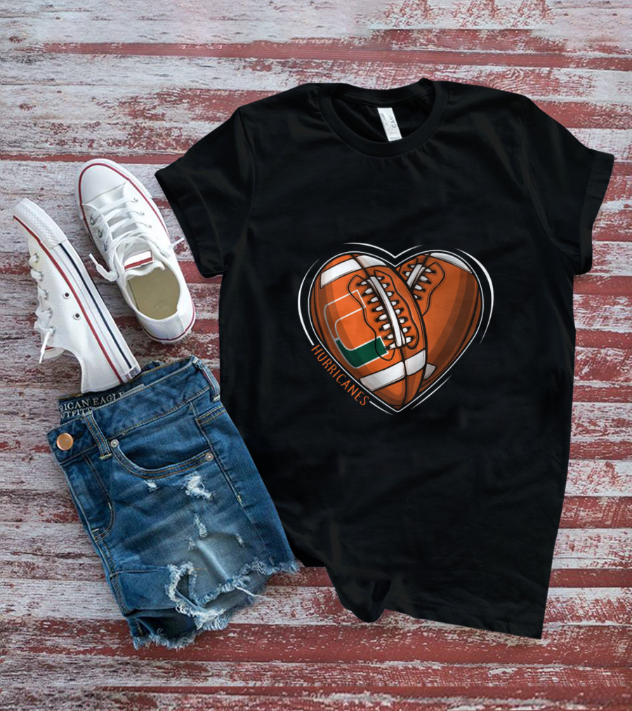 Hurricanes Heart Football NCAA Miami T-Shirt