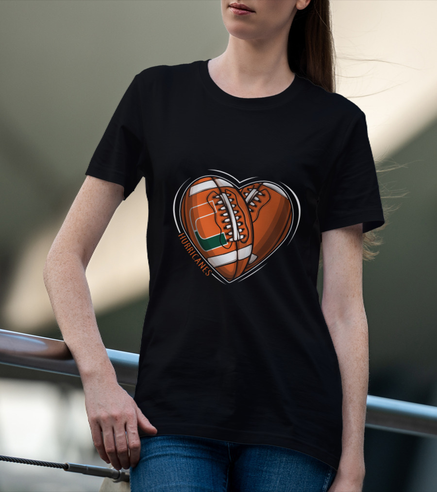 Hurricanes Heart Football NCAA Miami T-Shirt