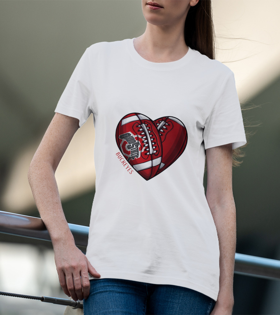 Ohio State Buckeyes Heart Football NCAA DH 90 T-Shirt