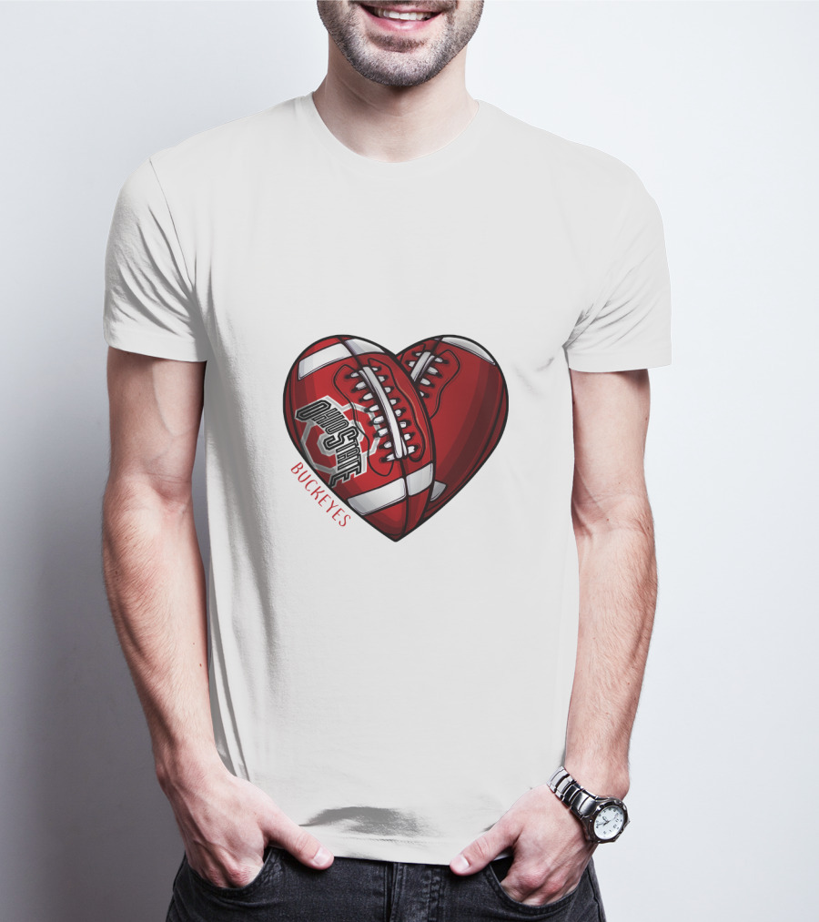 Ohio State Buckeyes Heart Football NCAA DH 90 T-Shirt
