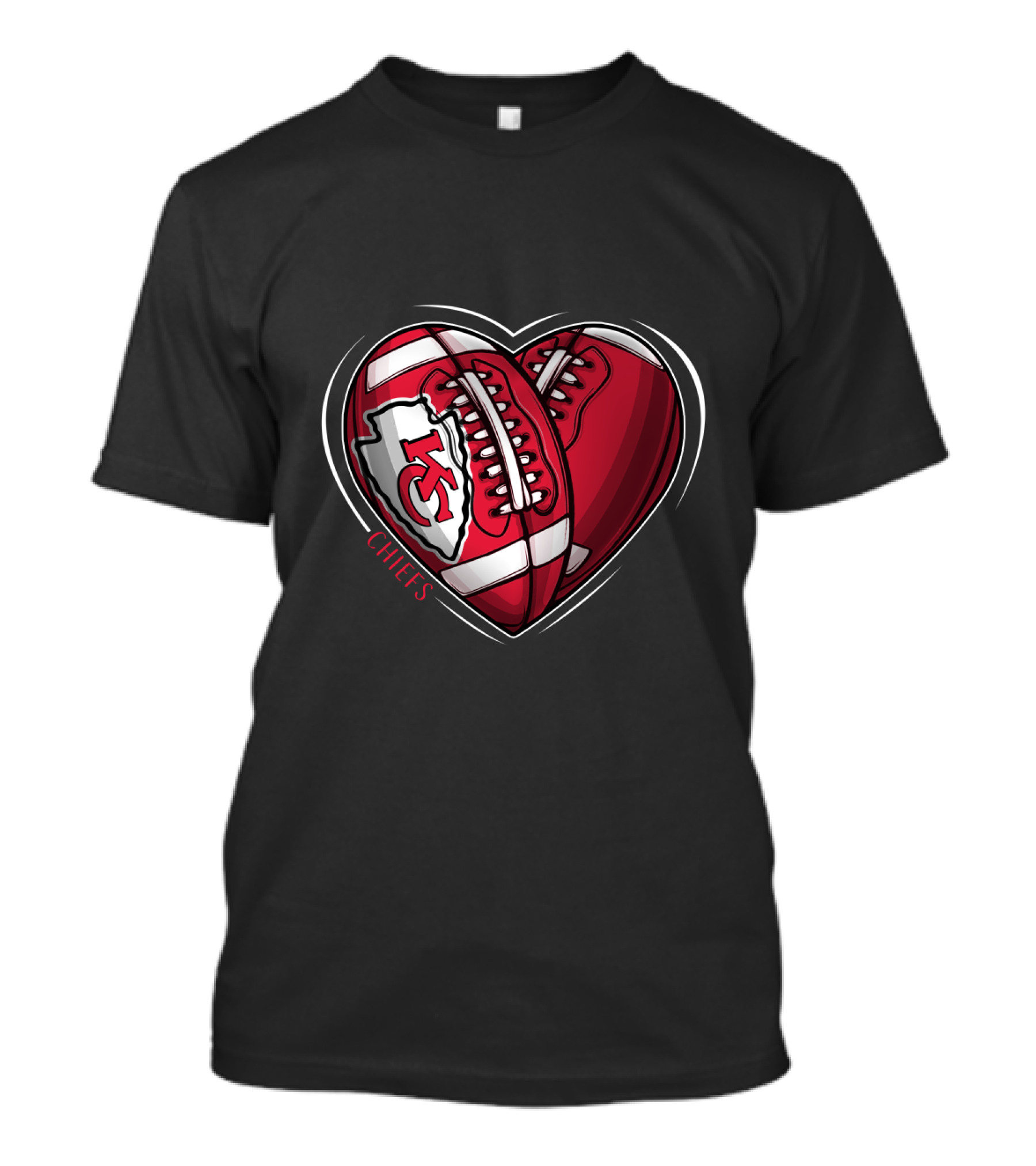 DH 90 NFL Heart-Shaped Kansas City Chiefs Football Chiefs T-Shirt