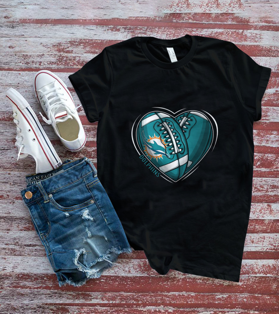 Miami Dolphins Heart Logo DH 90 NFL T-Shirt