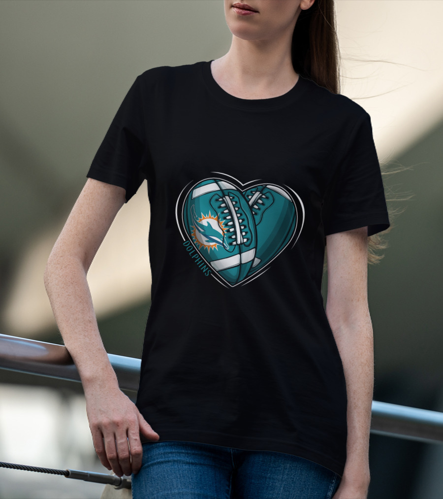 Miami Dolphins Heart Logo DH 90 NFL T-Shirt