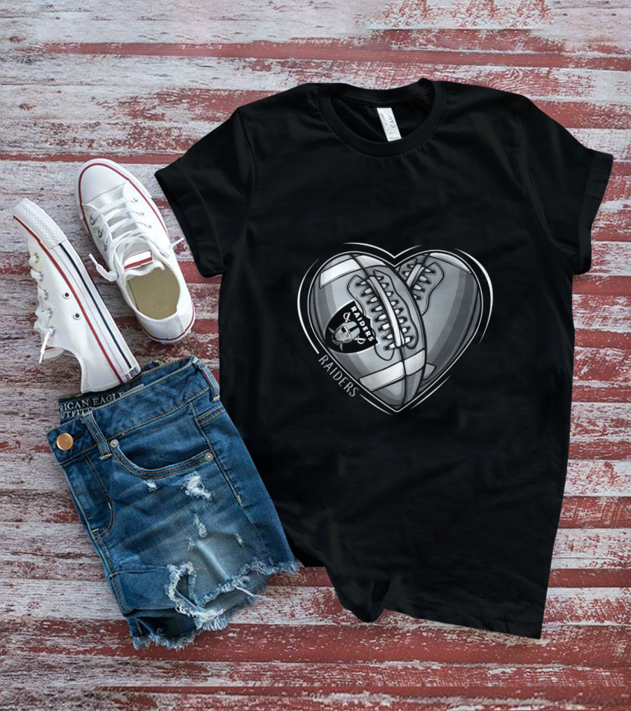 Raiders Heart Football Graphic DH 90 NFL Oakland Raiders T-Shirt