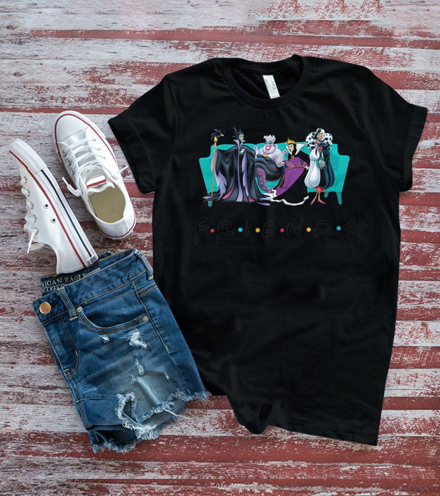 Disney Villains Friends Couch Maleficent Ursula Evil Queen Cruella De Vil T-Shirt