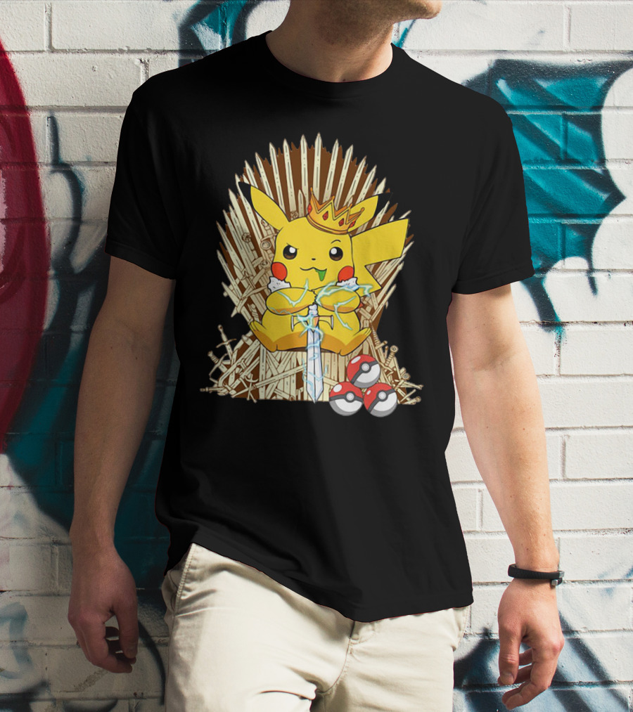 Pikachu Throne King With Sword And Pokeballs Game Of Thrones Style T-Shirt