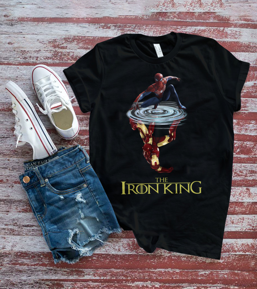 Spider Man Above Iron Man Reflection The Iron King T-Shirt