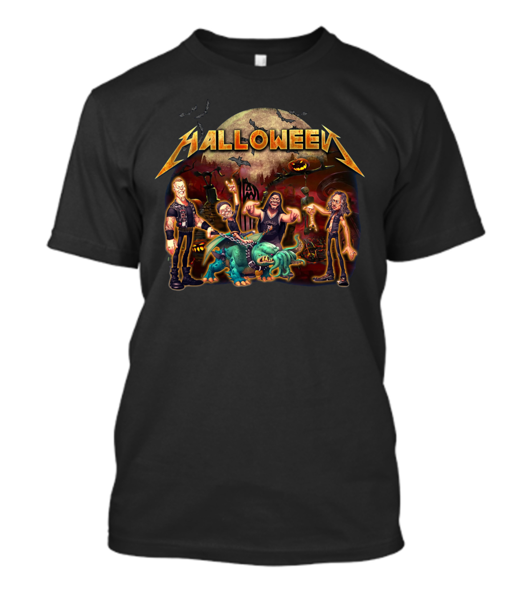 Halloween Full Moon Monsters And Musicians Rock Extravaganza T-Shirt