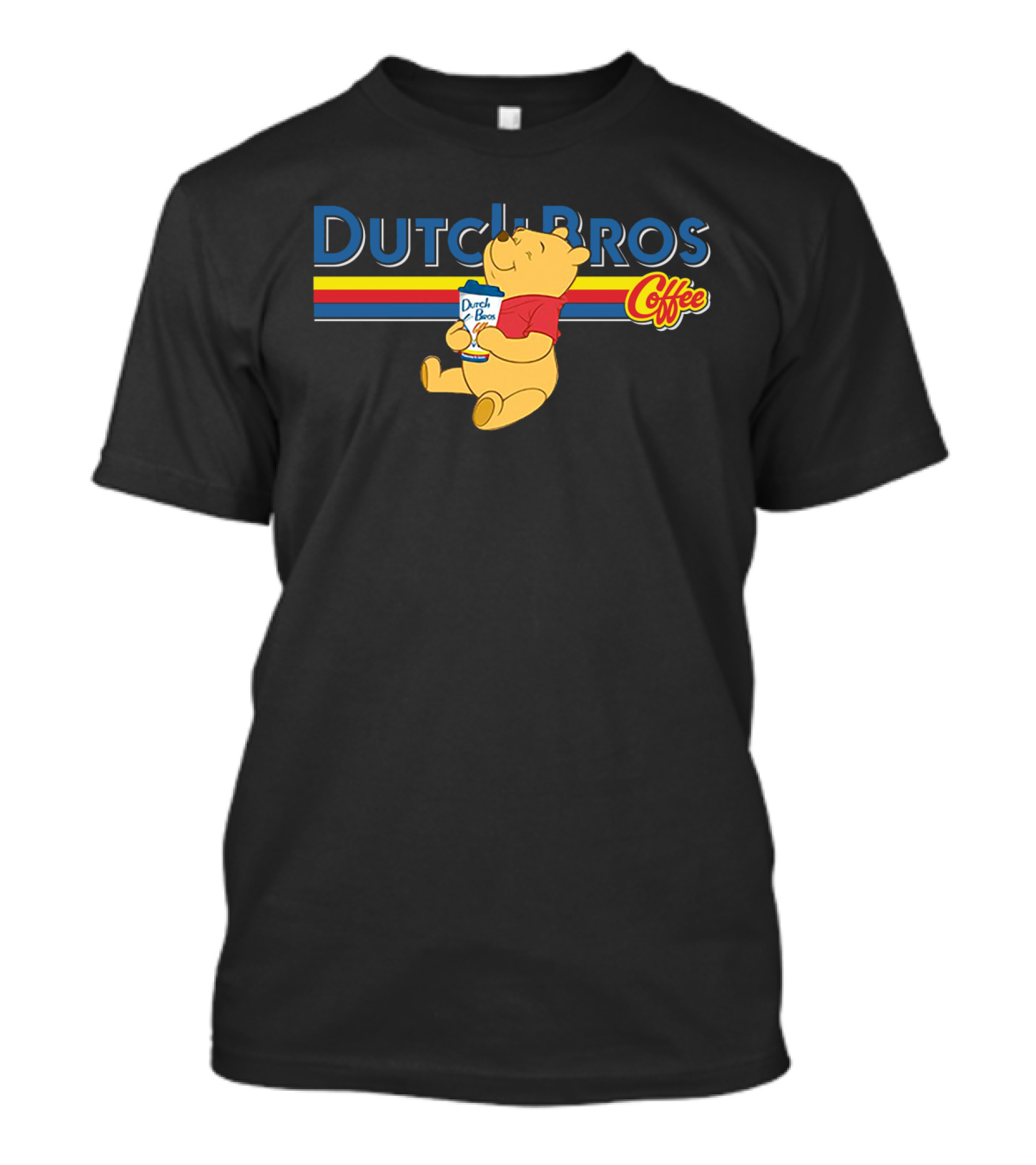 Dutch Bros Coffee Winnie The Pooh Sipping Drink T-Shirt
