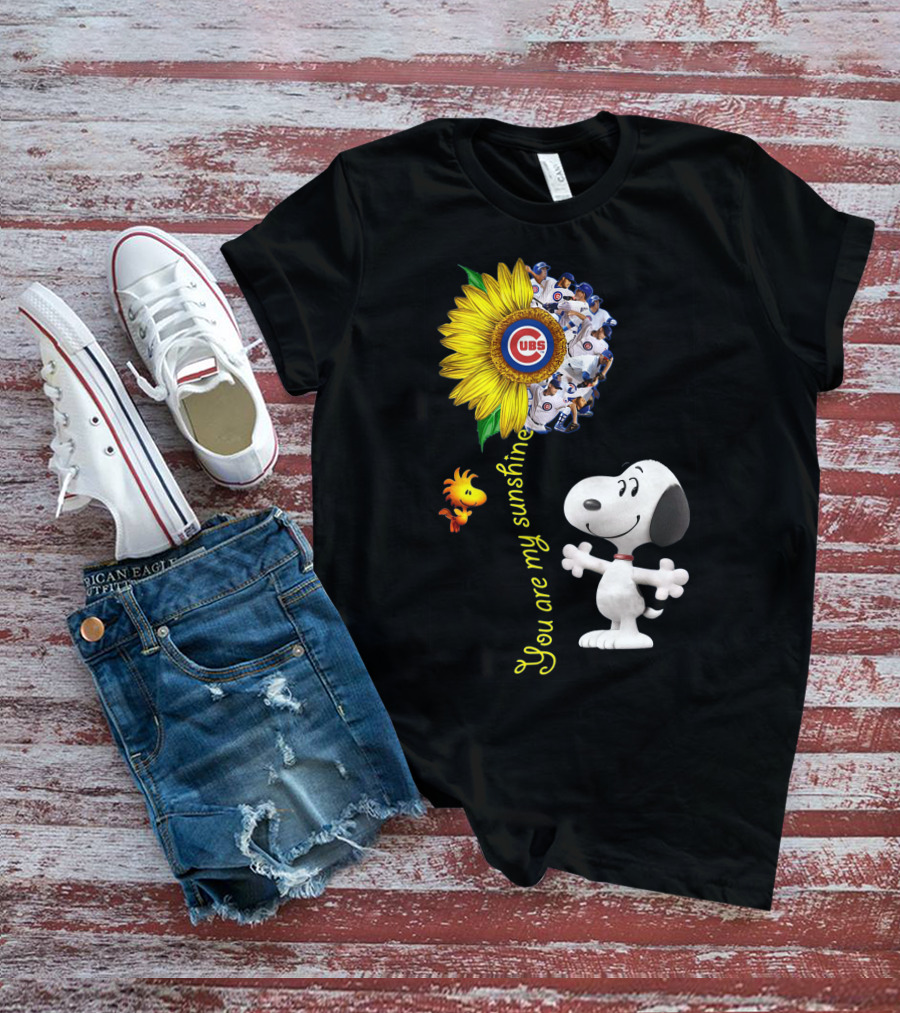 Snoopy Chicago Cubs You Are My Sunshine Sunflower Baseball T-Shirt